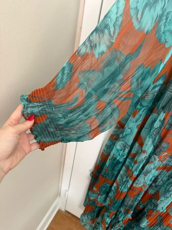 by Anthropology - The Marais Printed Tiered Maxi Dress - Brown Teal Floral - Picture 6 of 16